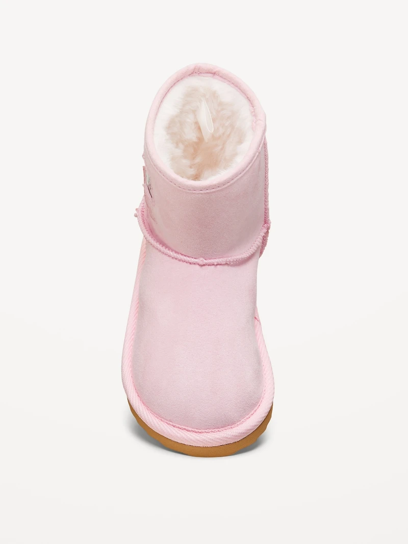 Faux-Suede Glitter Bow Cutout Boots for Toddler Girls