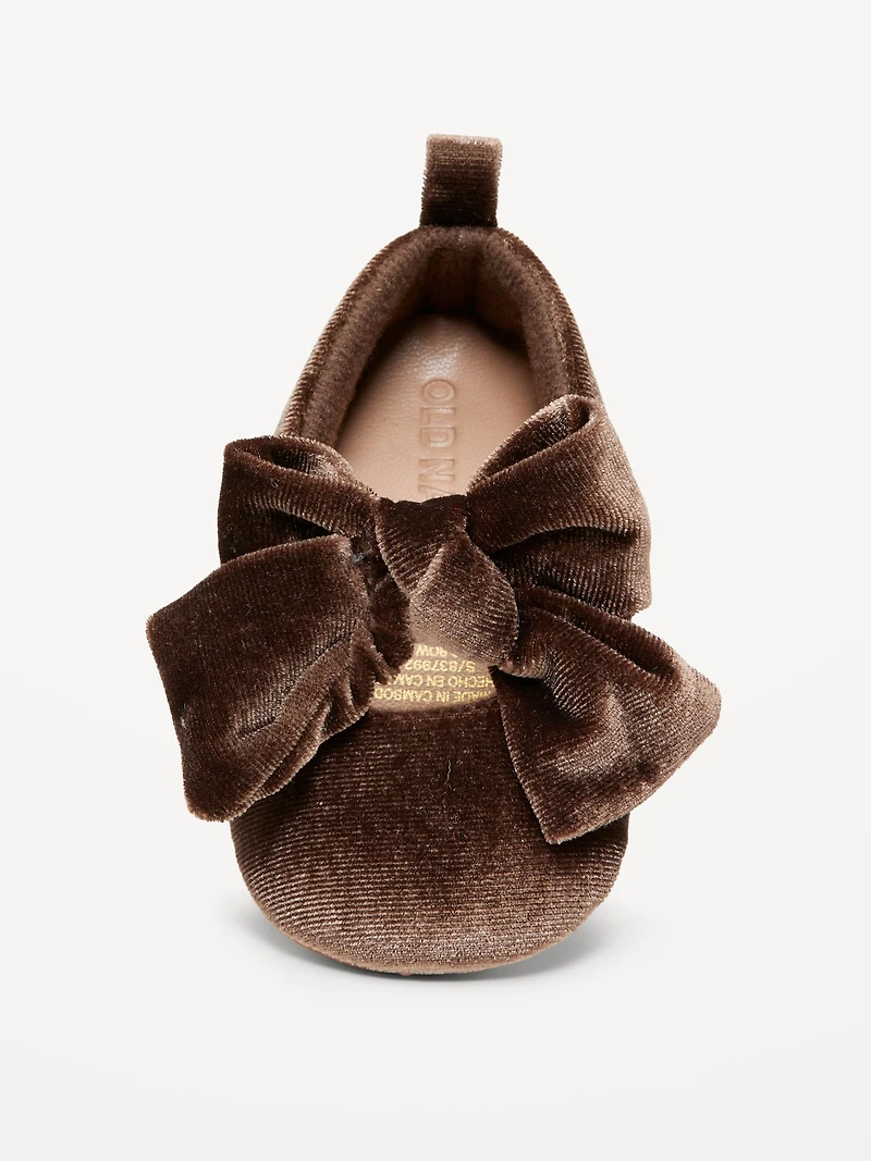 Velvet Bow Ballet Flats for Baby