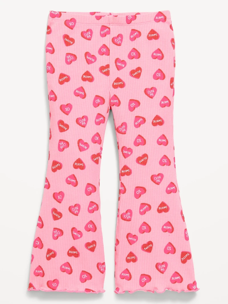 Printed Ribbed Flare Leggings for Toddler Girls