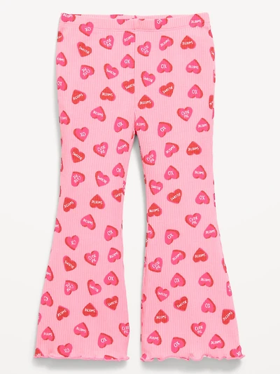 Printed Ribbed Flare Leggings for Toddler Girls
