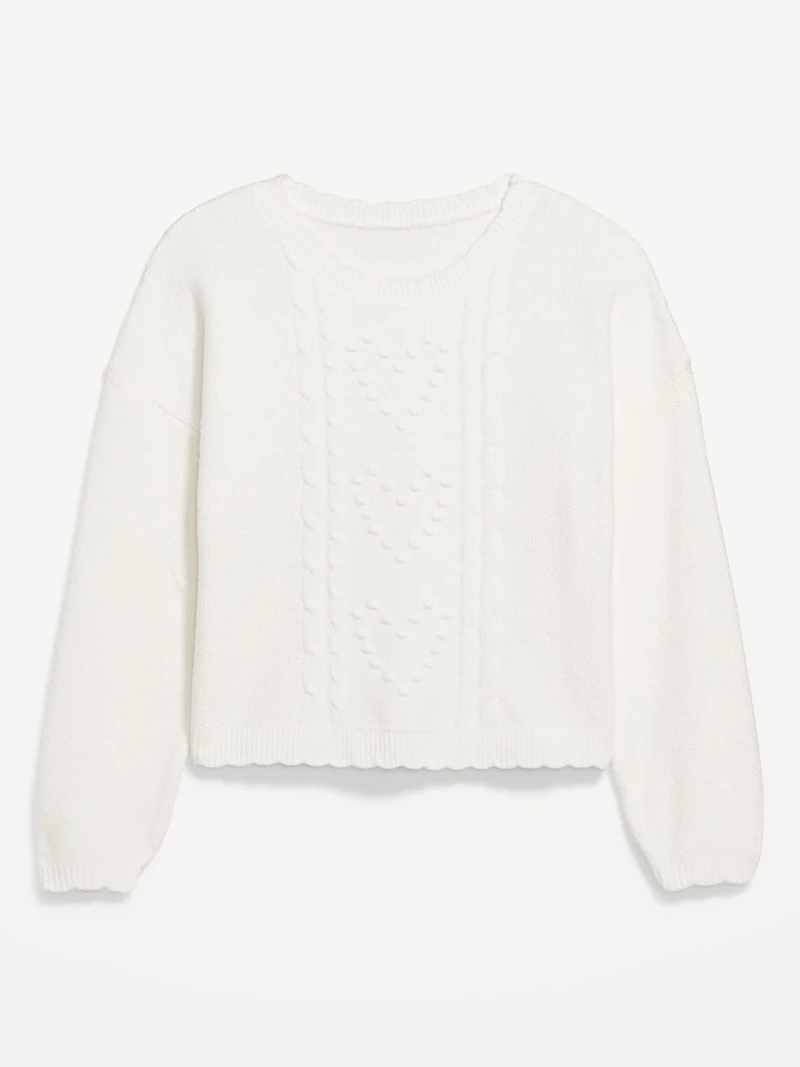 SoSoft Crew-Neck Bobble Heart Sweater