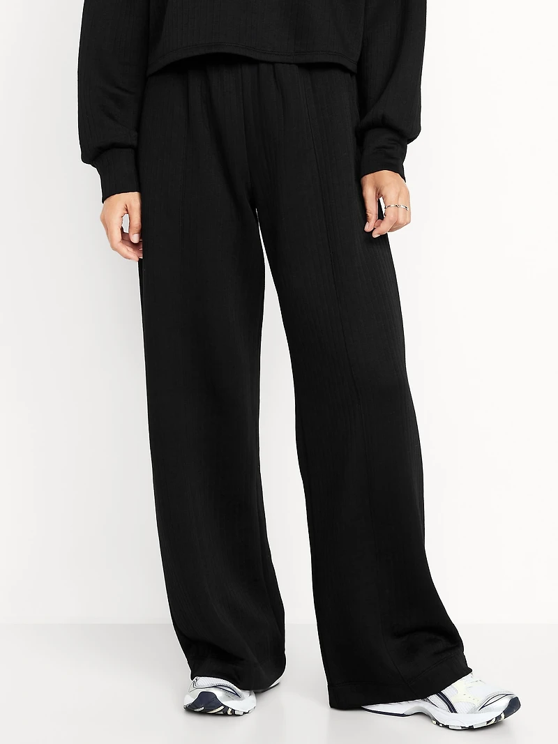 High-Waisted Bounce Fleece Quilted Wide-Leg Sweatpants