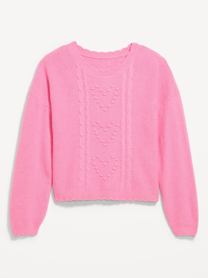 SoSoft Crew-Neck Bobble Heart Sweater