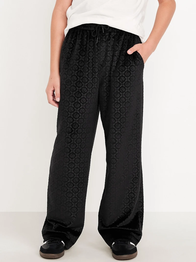Baggy Embossed Velour Track Pants for Boys