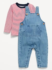 Long-Sleeve T-Shirt and Overalls Set for Baby