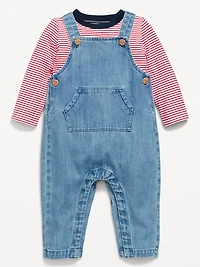 Long-Sleeve T-Shirt and Overalls Set for Baby
