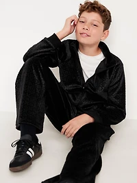 Baggy Embossed Velour Track Pants for Boys