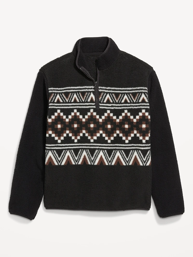 Printed Sherpa Quarter-Zip Pullover