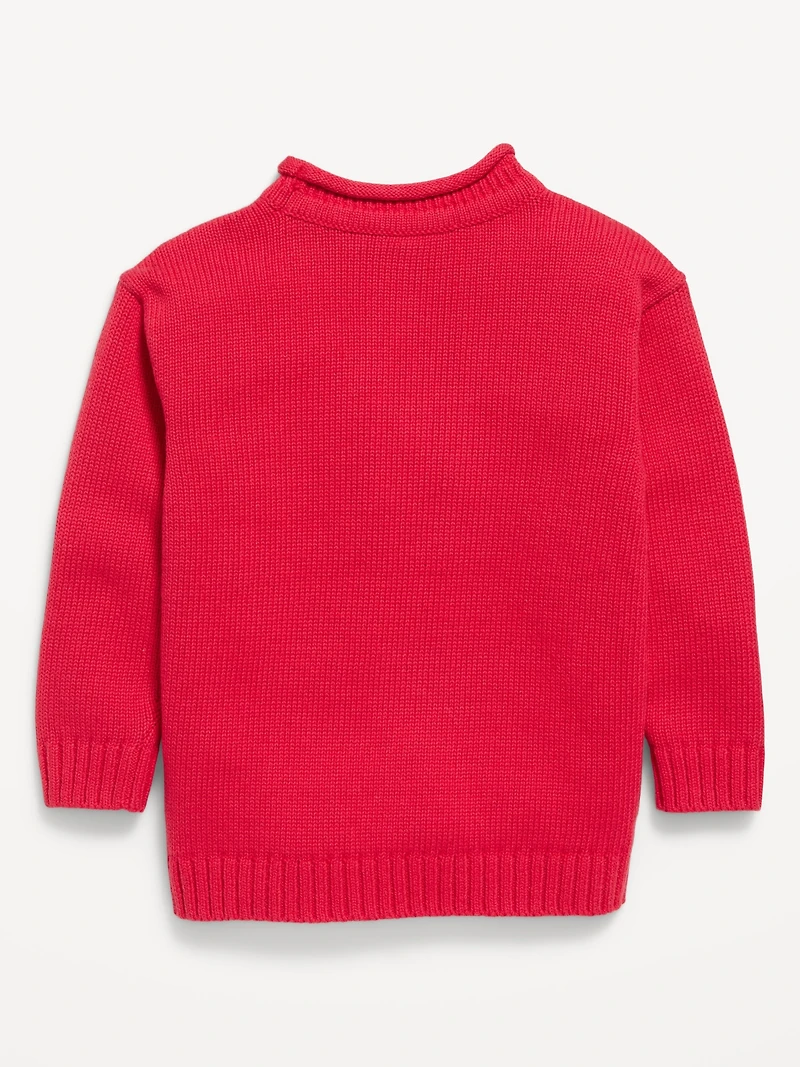 Oversized Embroidered Graphic Sweater for Toddler Girls