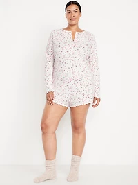 Pointelle Rib Henley Pajama Romper