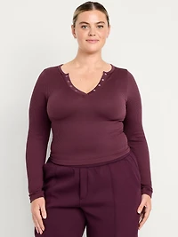 Exhale Seamless Cropped Henley Top