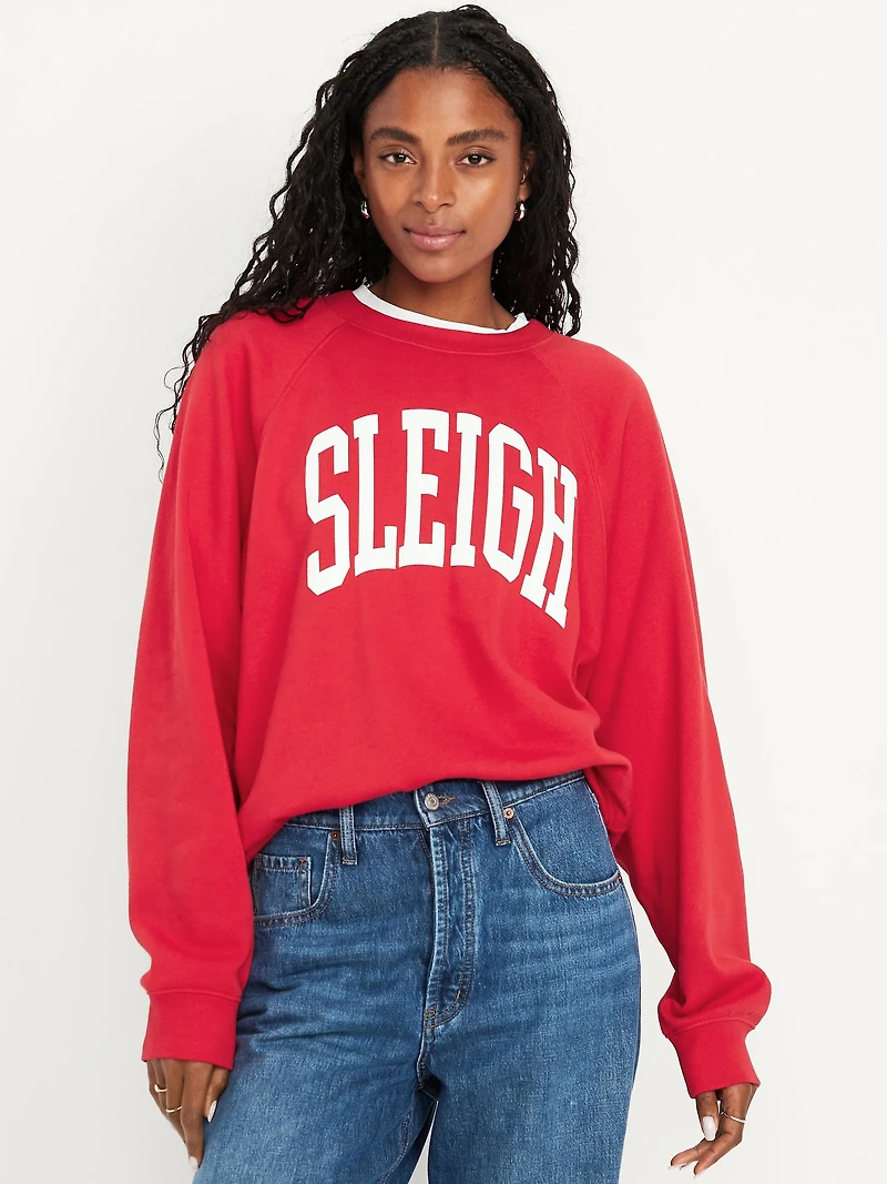 SoComfy Oversized Graphic Raglan Sweatshirt