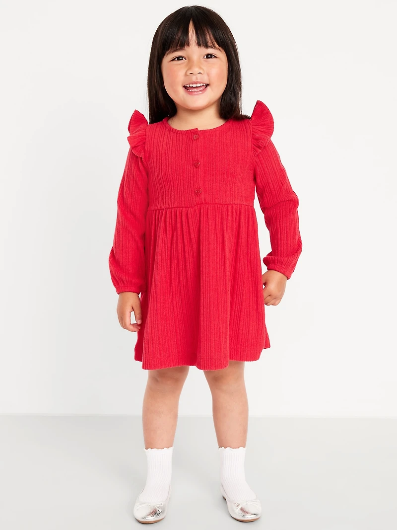 Long-Sleeve Cozy-Knit Dress for Toddler Girls