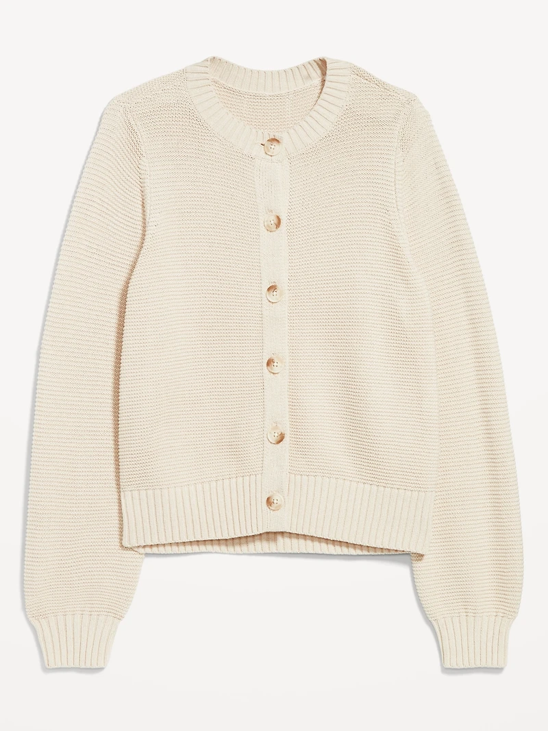 Seaside Cotton Garter-Knit Cardigan Sweater