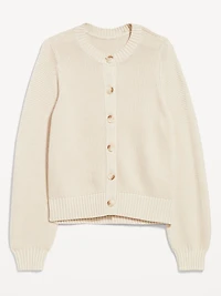 Seaside Cotton Garter-Knit Cardigan Sweater