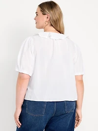 Ruffle Collar Button-Down Top