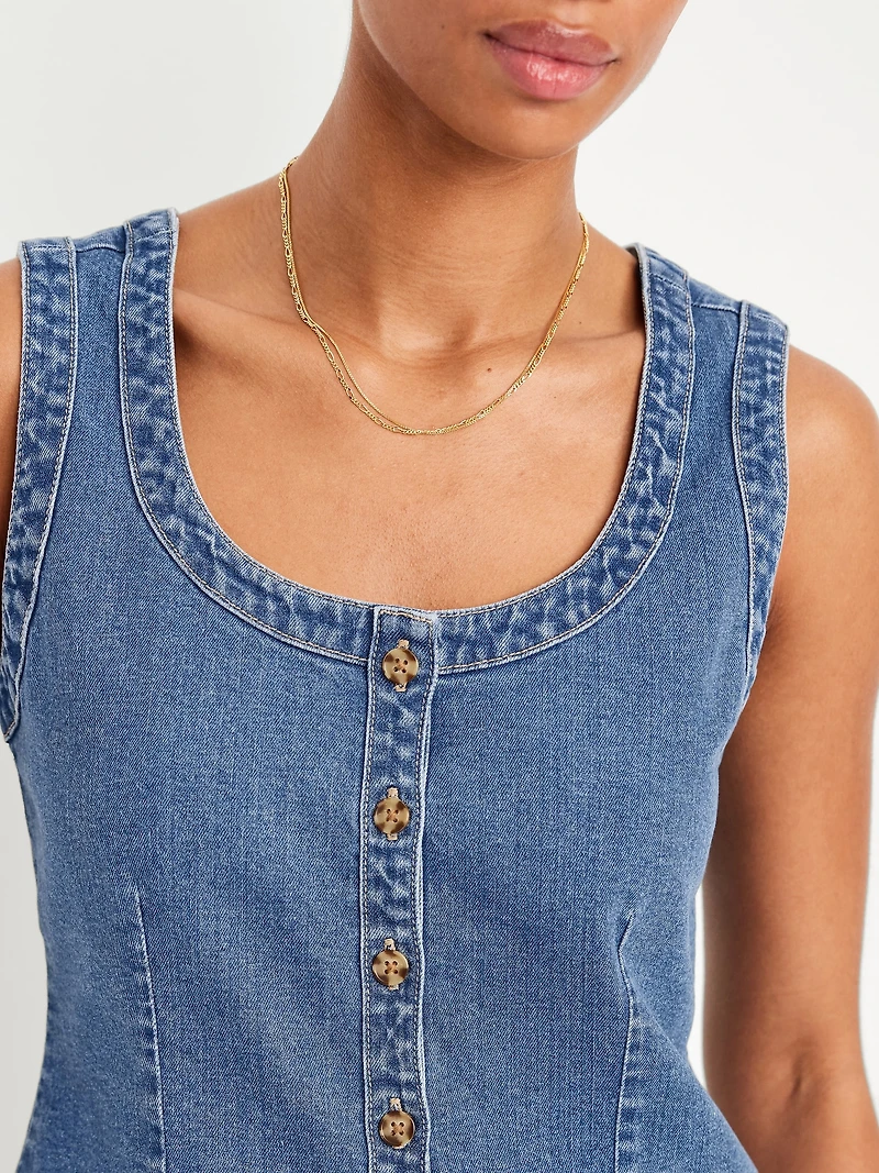 Sleeveless Longline Denim Vest