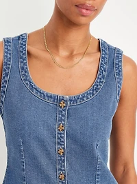 Sleeveless Longline Denim Vest