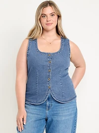 Sleeveless Longline Denim Vest