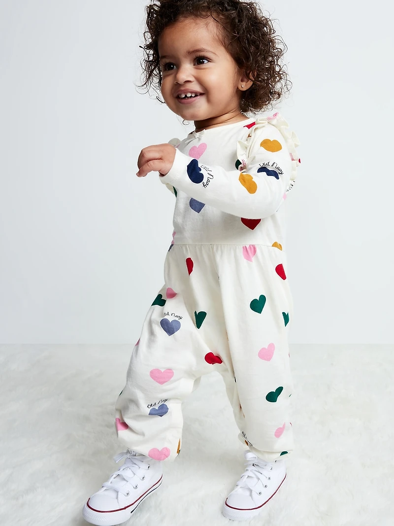 Printed Long-Sleeve Logo-Graphic Jumpsuit for Baby