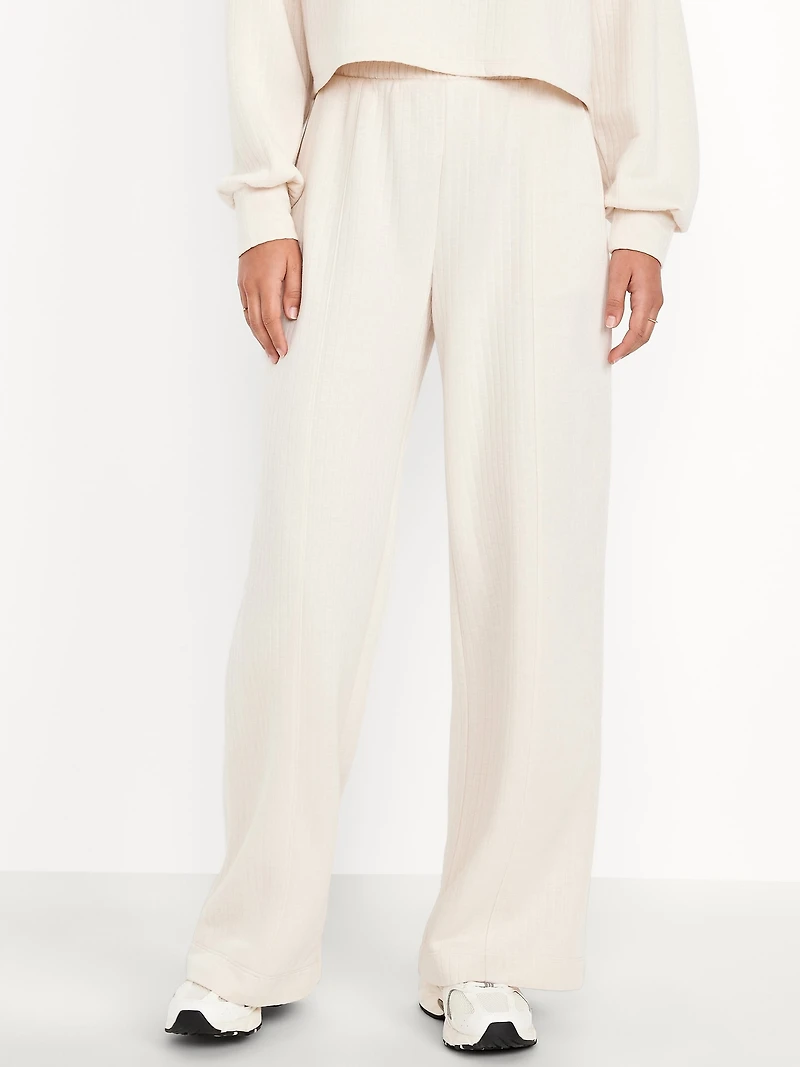 High-Waisted Bounce Fleece Quilted Wide-Leg Sweatpants