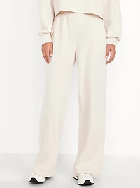 High-Waisted Bounce Fleece Quilted Wide-Leg Sweatpants