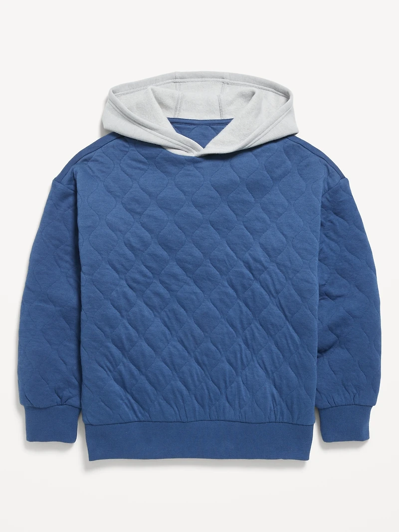 Oversized Quilted Fleece Hoodie for Boys
