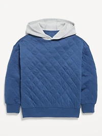 Oversized Quilted Fleece Hoodie for Boys