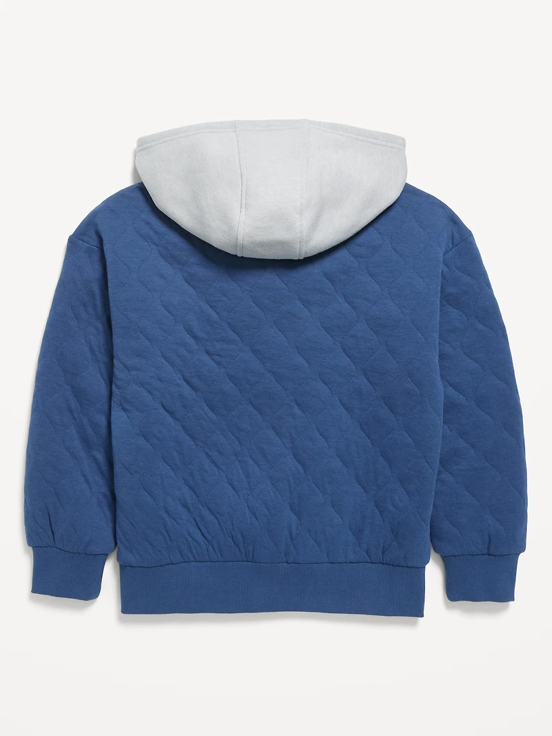 Oversized Quilted Fleece Hoodie for Boys