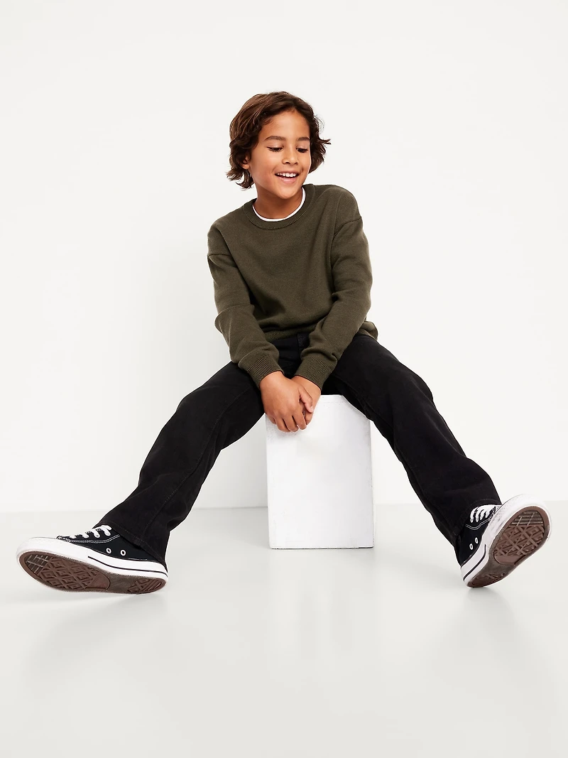 Straight-Leg Built-In Flex Black Jeans for Boys