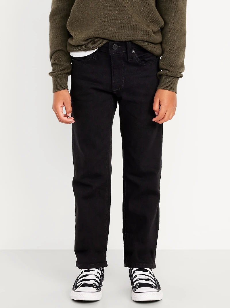 Straight-Leg Built-In Flex Black Jeans for Boys