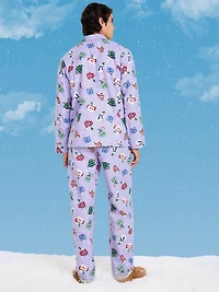 Printed Flannel Pajama Set for Men