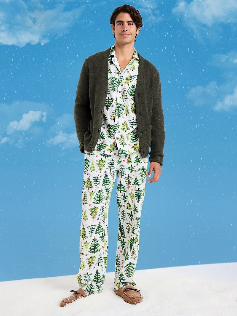 Printed Flannel Pajama Set for Men