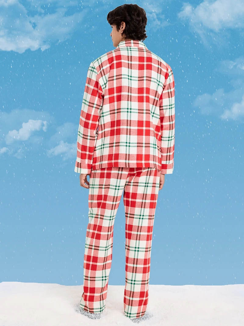 Plaid Flannel Pajama Set for Men