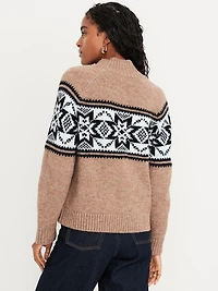 Mock-Neck Wool-Blend Cardigan Sweater