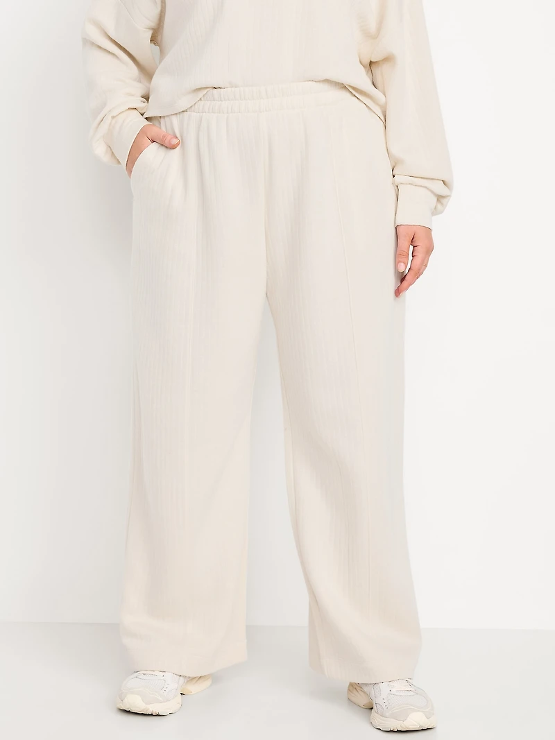 High-Waisted Bounce Fleece Quilted Wide-Leg Sweatpants