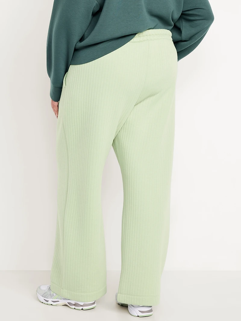 High-Waisted Bounce Fleece Quilted Wide-Leg Sweatpants
