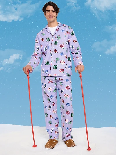 Printed Flannel Pajama Set for Men