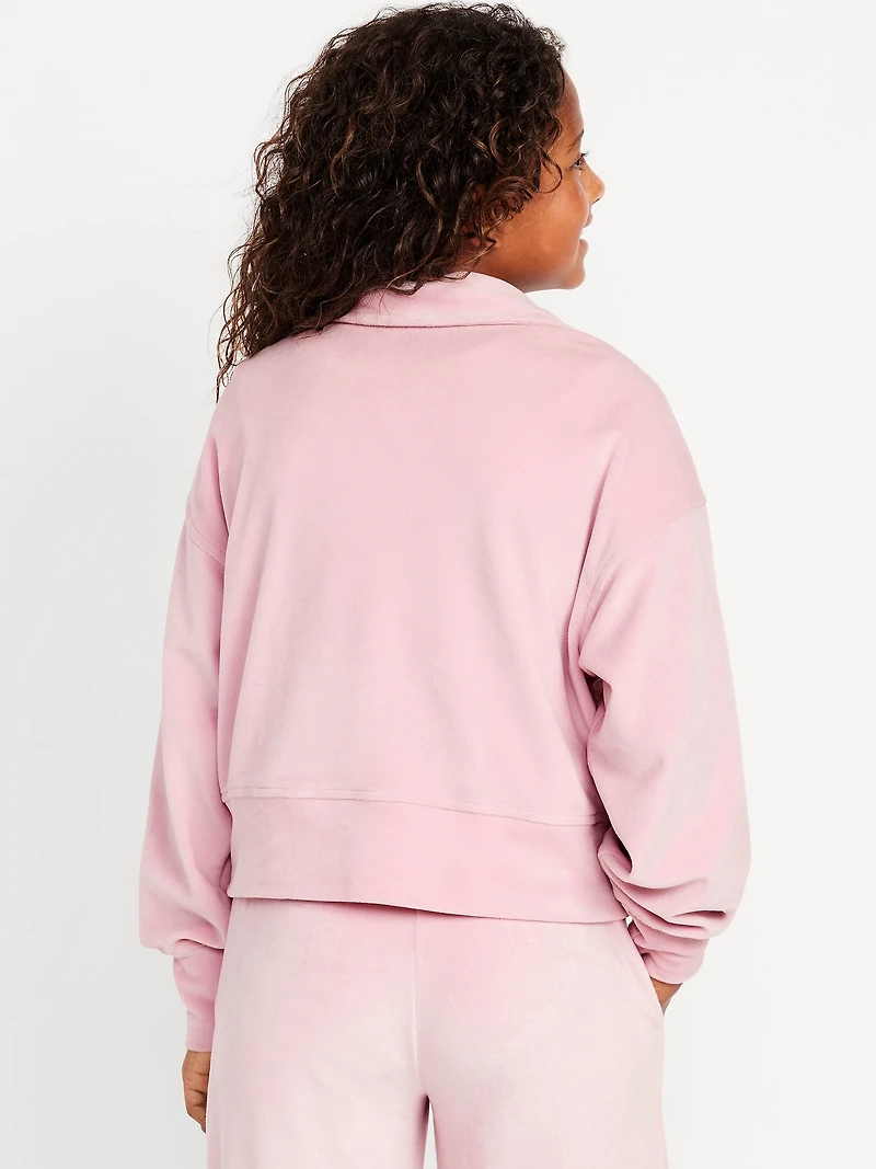 Long-Sleeve Velour Half-Zip Pullover for Girls