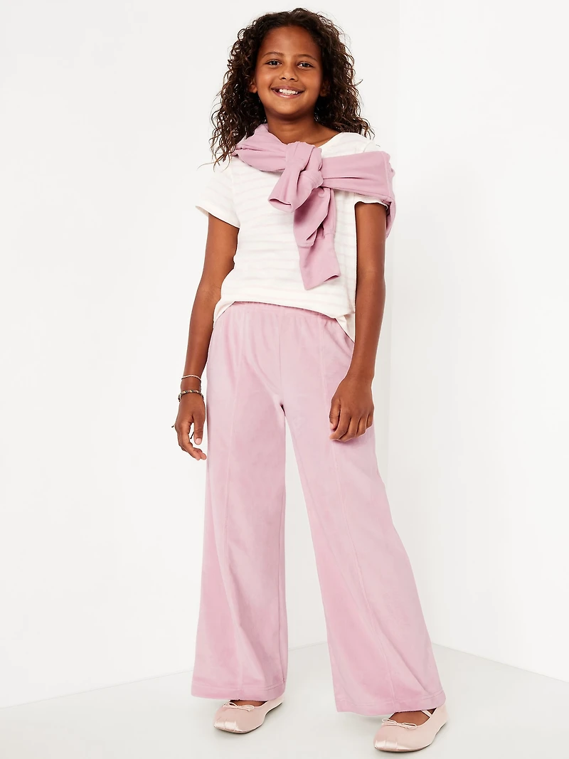 High-Waisted Velour Wide-Leg Pants for Girls