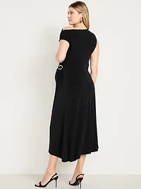 Maternity Asymmetrical Twist Drape Dress
