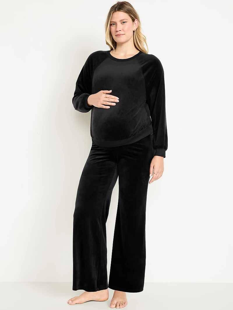 Maternity Velour Rollover Waist Pajama Pants