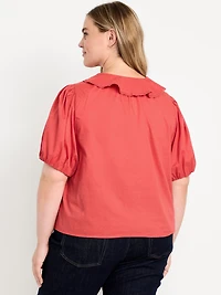 Ruffle Collar Button-Down Top