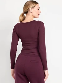 Exhale Seamless Cropped Henley Top