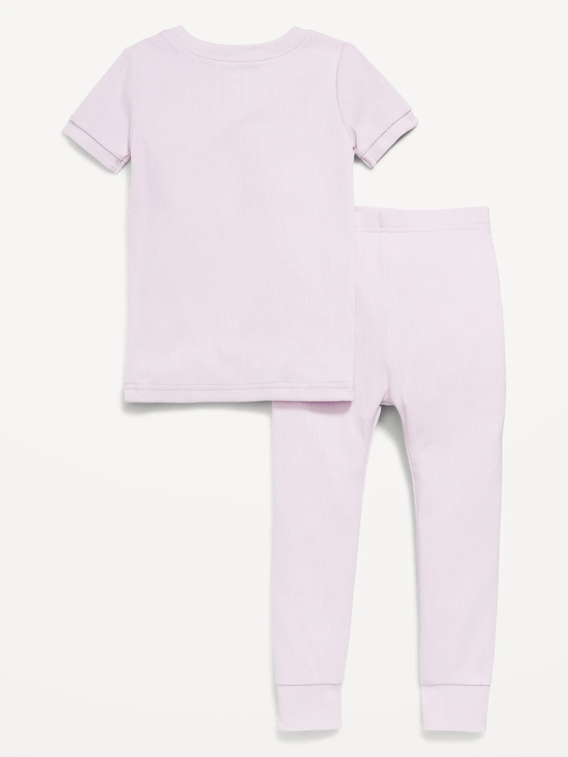 Snug-Fit Ribbed Pajama Set for Toddler & Baby