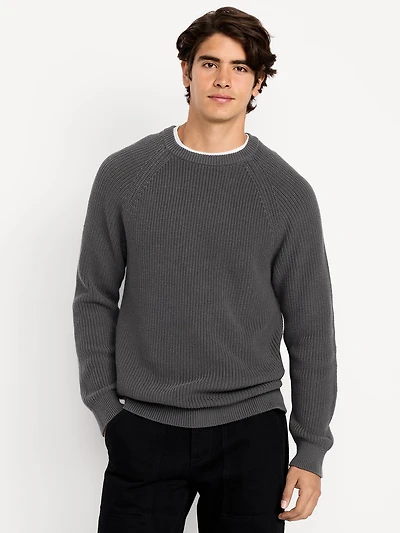Crew-Neck Shaker-Stitch Sweater