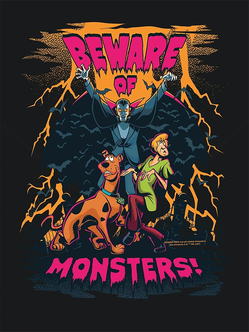 Scooby Doo Shaggy Beware Of Monsters Graphic T-Shirt for Kids