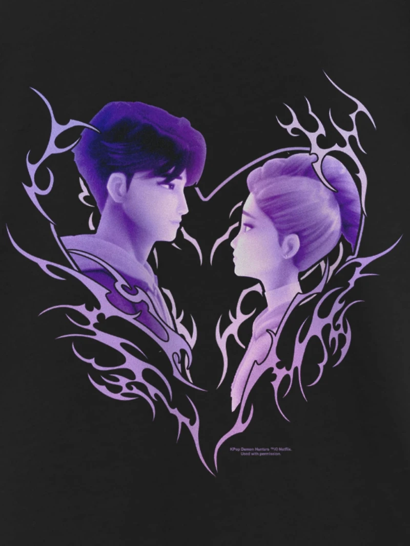 K-Pop Demon Hunters Braille Heart Strings Graphic T-Shirt for Girls