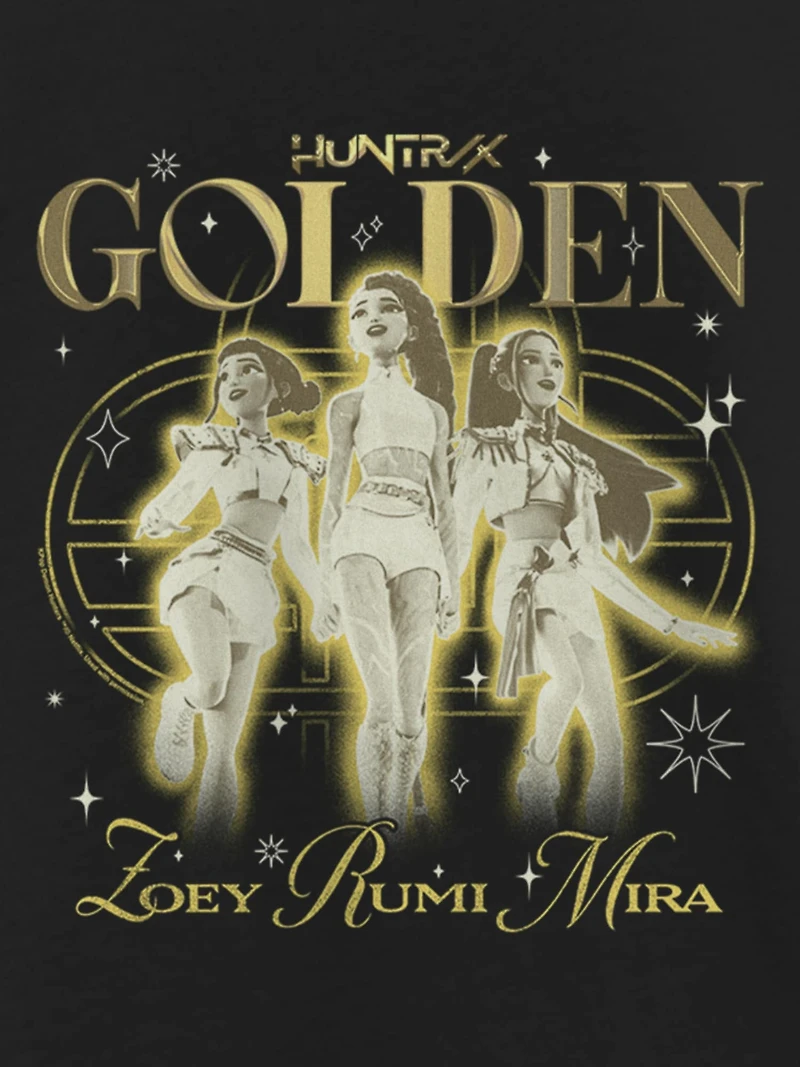 K-Pop Demon Hunters Huntrix Golden Trio Graphic T-Shirt for Girls