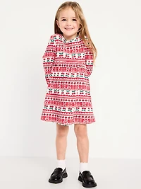 Long-Sleeve Waffle-Knit Dress for Toddler Girls